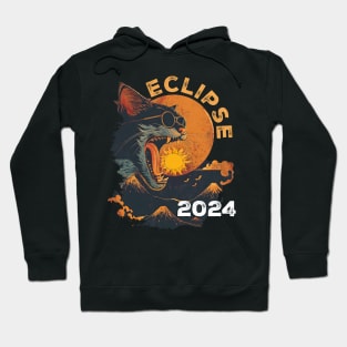 Eclipse 2024 Funny Cat In Sunglasses Total Solar Eclipse Hoodie